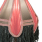 Meyda Lighting 20" Fabric with Fringe Mini Table Lamp With Multi-Colored Shade Glass