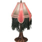 Meyda Lighting 20" Fabric with Fringe Mini Table Lamp With Multi-Colored Shade Glass