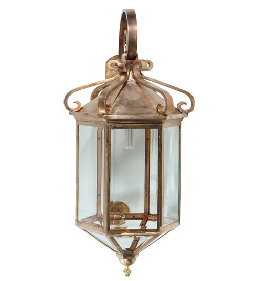 Meyda Lighting 21" Silicon Bronze Anza Lantern Wall Sconce With Clear Shade Glass