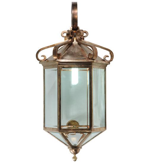 Meyda Lighting 21" Silicon Bronze Anza Lantern Wall Sconce With Clear Shade Glass