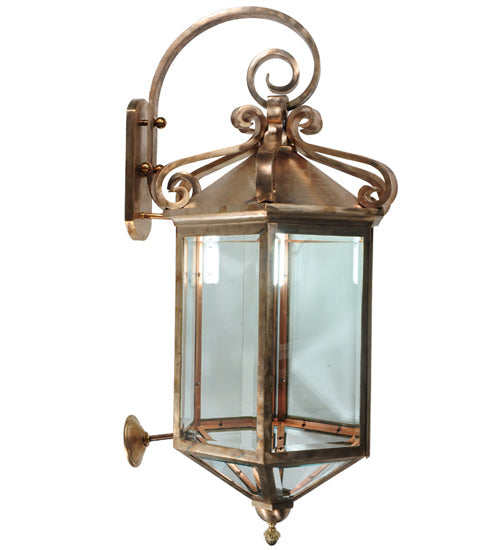 Meyda Lighting 21" Silicon Bronze Anza Lantern Wall Sconce With Clear Shade Glass