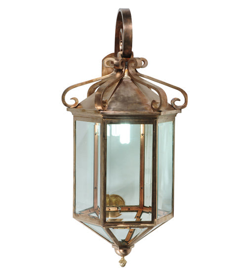 Meyda Lighting 21" Silicon Bronze Anza Lantern Wall Sconce With Clear Shade Glass