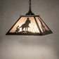 Meyda Lighting 23" Timeless Bronze Cowboy Pendant Light With Silver Mica Shade Glass