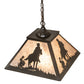 Meyda Lighting 23" Timeless Bronze Cowboy Pendant Light With Silver Mica Shade Glass
