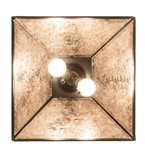 Meyda Lighting 23" Timeless Bronze Cowboy Pendant Light With Silver Mica Shade Glass