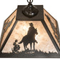 Meyda Lighting 23" Timeless Bronze Cowboy Pendant Light With Silver Mica Shade Glass