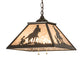 Meyda Lighting 23" Timeless Bronze Cowboy Pendant Light With Silver Mica Shade Glass