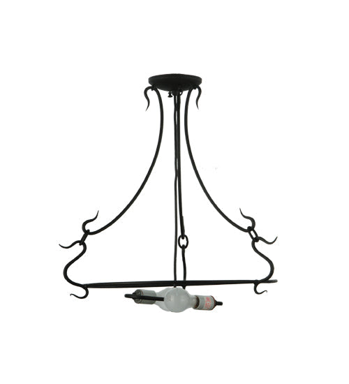 Meyda Lighting 24" 2-Light 3-Arm Black Powder Coat Serpentine Ring Semi-flush Mount Ceiling Light