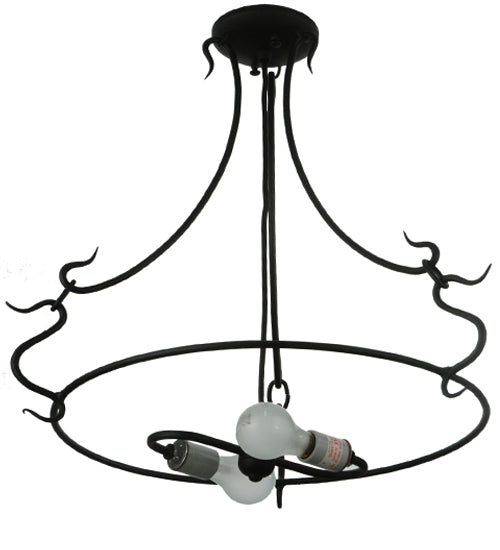 Meyda Lighting 24" 2-Light 3-Arm Black Powder Coat Serpentine Ring Semi-flush Mount Ceiling Light