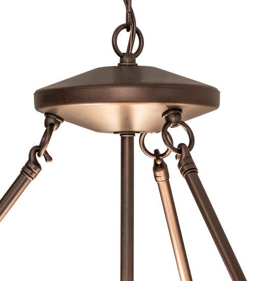 Meyda Lighting 24" 3-Light Mahogany Bronze Madison Inverted Pendant Light With Creme Carrara Idalight Shade