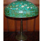 Meyda Lighting 24" 3-Light Original Antique Tiffany Turning Leaf Table Lamp With Green Leaf Shade Glass