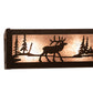 Meyda Lighting 24" 4-Light Oil Rubbed Bronze Elk at Lake Vanity Light With Silver Mica Shade Glass