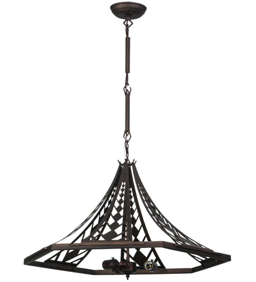 Meyda Lighting 28" 3-Light Cinnamon Coffee Metallic Inverted Pendant Light Hardware