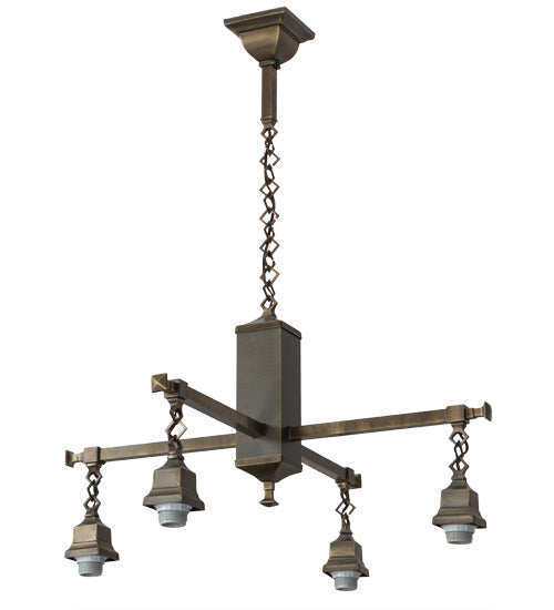 Meyda Lighting 29" 4-Light Antique Brass QBG Version of HX4 Chandelier Hardware