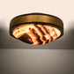 Meyda Lighting 32" 6-Light Brown Bronze & Gold Matte Flush Mount Light With Amber & Red Veined Onyx Shade