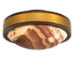 Meyda Lighting 32" 6-Light Brown Bronze & Gold Matte Flush Mount Light With Amber & Red Veined Onyx Shade