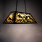 Meyda Lighting 33" 6-Light Oil Rubbed Bronze Fox Hunt Island Pendant Light With Beige Art Shade Glass