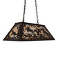 Meyda Lighting 33" 6-Light Oil Rubbed Bronze Fox Hunt Island Pendant Light With Beige Art Shade Glass