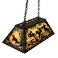 Meyda Lighting 33" 6-Light Oil Rubbed Bronze Fox Hunt Island Pendant Light With Beige Art Shade Glass