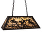 Meyda Lighting 33" 6-Light Oil Rubbed Bronze Fox Hunt Island Pendant Light With Beige Art Shade Glass