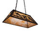 Meyda Lighting 33" 6-Light Oil Rubbed Bronze Fox Hunt Island Pendant Light With Beige Art Shade Glass