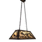 Meyda Lighting 33" 6-Light Oil Rubbed Bronze Fox Hunt Island Pendant Light With Beige Art Shade Glass