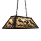 Meyda Lighting 33" 6-Light Oil Rubbed Bronze Fox Hunt Island Pendant Light With Beige Art Shade Glass