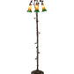 Meyda Lighting 36973 58" 3-Light Mahogany Bronze Floor Lamp With Amber & Green Shade Glass