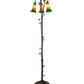 Meyda Lighting 36973 58" 3-Light Mahogany Bronze Floor Lamp With Amber & Green Shade Glass