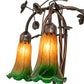 Meyda Lighting 36973 58" 3-Light Mahogany Bronze Floor Lamp With Amber & Green Shade Glass