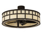 Meyda Lighting 37" 5-Light Timeless Bronze "T" Mission Chandelier With Beige Botticino Idalight Shade and Fan