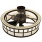 Meyda Lighting 37" 5-Light Timeless Bronze "T" Mission Chandelier With Beige Botticino Idalight Shade and Fan