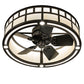 Meyda Lighting 37" 5-Light Timeless Bronze "T" Mission Chandelier With Beige Botticino Idalight Shade and Fan