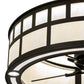 Meyda Lighting 37" 5-Light Timeless Bronze "T" Mission Chandelier With Beige Botticino Idalight Shade and Fan