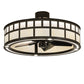 Meyda Lighting 37" 5-Light Timeless Bronze "T" Mission Chandelier With Beige Botticino Idalight Shade and Fan