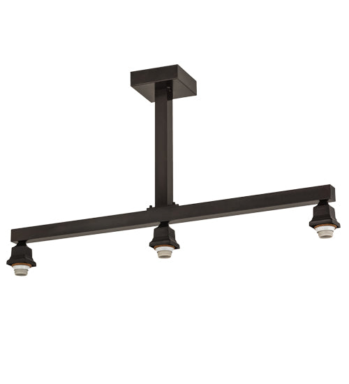Meyda Lighting 38" 3-Light Craftsman Brown On Brass Island Pendant Light Hardware