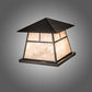 Meyda Lighting 42" 4-Light Craftsman Brown Stillwater "T" Mission Outdoor Pier Mount Light With Silver Mica Shade Glass