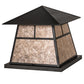 Meyda Lighting 42" 4-Light Craftsman Brown Stillwater "T" Mission Outdoor Pier Mount Light With Silver Mica Shade Glass