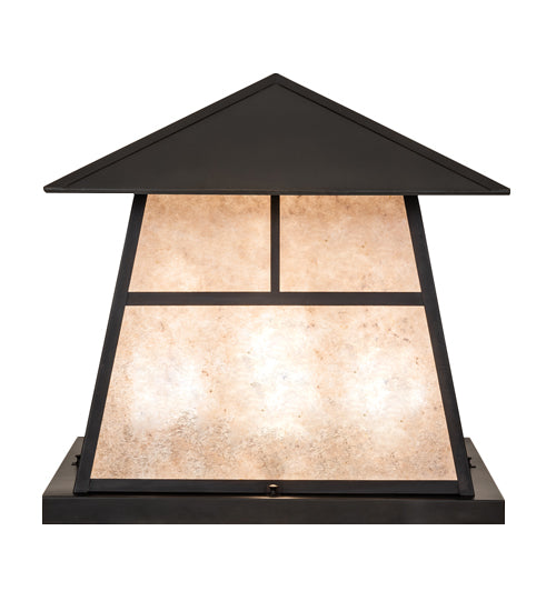 Meyda Lighting 42" 4-Light Craftsman Brown Stillwater "T" Mission Outdoor Pier Mount Light With Silver Mica Shade Glass