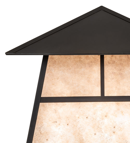 Meyda Lighting 42" 4-Light Craftsman Brown Stillwater "T" Mission Outdoor Pier Mount Light With Silver Mica Shade Glass