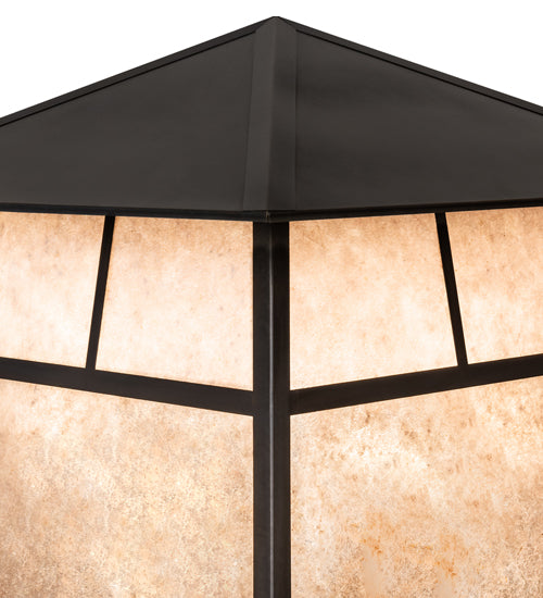 Meyda Lighting 42" 4-Light Craftsman Brown Stillwater "T" Mission Outdoor Pier Mount Light With Silver Mica Shade Glass