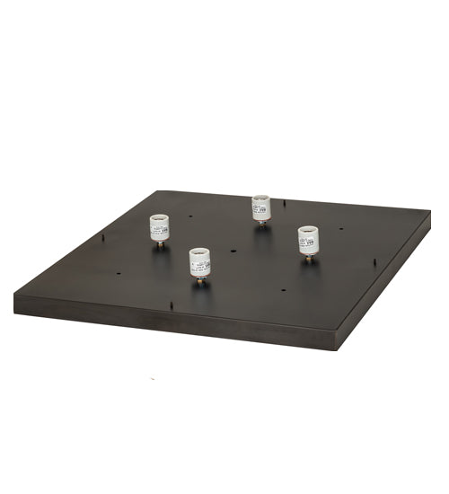 Meyda Lighting 42" 4-Light Craftsman Brown Stillwater "T" Mission Outdoor Pier Mount Light With Silver Mica Shade Glass