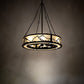 Meyda Lighting 45" 12-Light Oil Rubbed Bronze Mountain Range Chandelier With Creme Carrara Idalight Shade and Fan