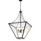 Meyda Lighting 45" 4-Light Textured Black Pendant Light With Clear Seeded Shade Glass