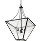 Meyda Lighting 45" 4-Light Textured Black Pendant Light With Clear Seeded Shade Glass