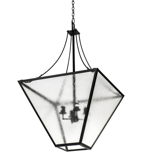 Meyda Lighting 45" 4-Light Textured Black Pendant Light With Clear Seeded Shade Glass