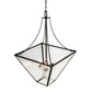 Meyda Lighting 45" 4-Light Textured Black Pendant Light With Clear Seeded Shade Glass