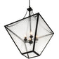 Meyda Lighting 45" 4-Light Textured Black Pendant Light With Clear Seeded Shade Glass