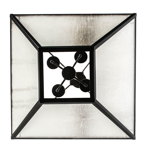 Meyda Lighting 45" 4-Light Textured Black Pendant Light With Clear Seeded Shade Glass