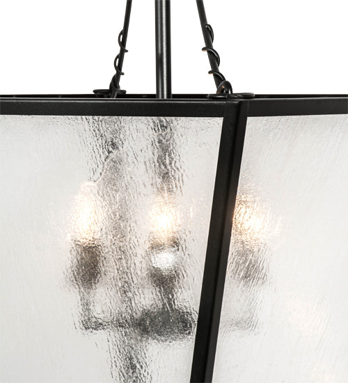 Meyda Lighting 45" 4-Light Textured Black Pendant Light With Clear Seeded Shade Glass